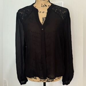 Forever 21 Shear Black Button Down Top